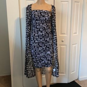 2pc Black & White Ruche Dress
